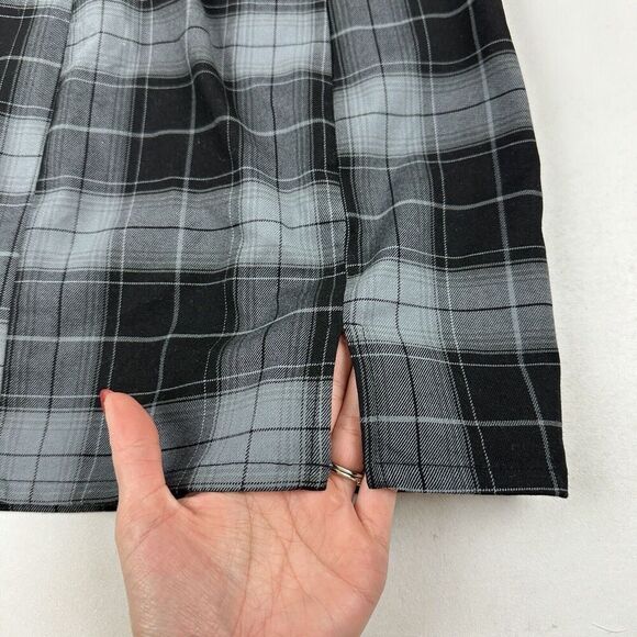 H&M Divided Black Gray Plaid Tank Dress Thick Straps Side Zip Stretch Slit XXS - Picture 5 of 8